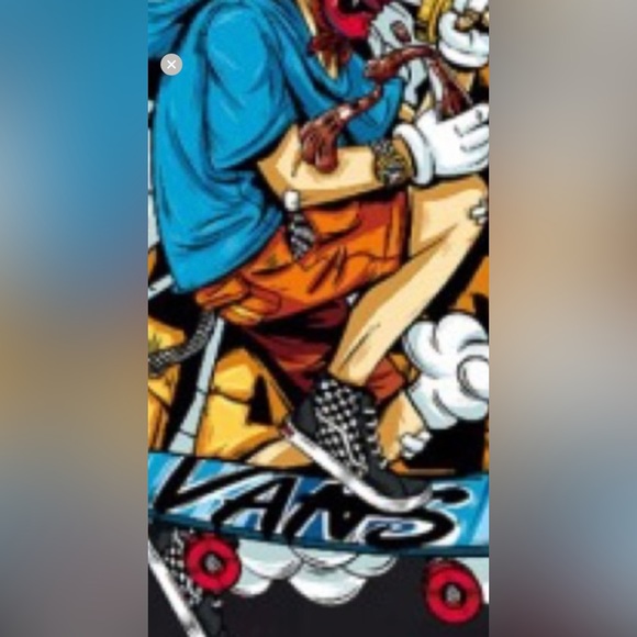Graffiti Cartoon Character W/VANS Printed On Skateboard 🛹 & 👞 T-Shirt Unisex - Picture 7 of 9